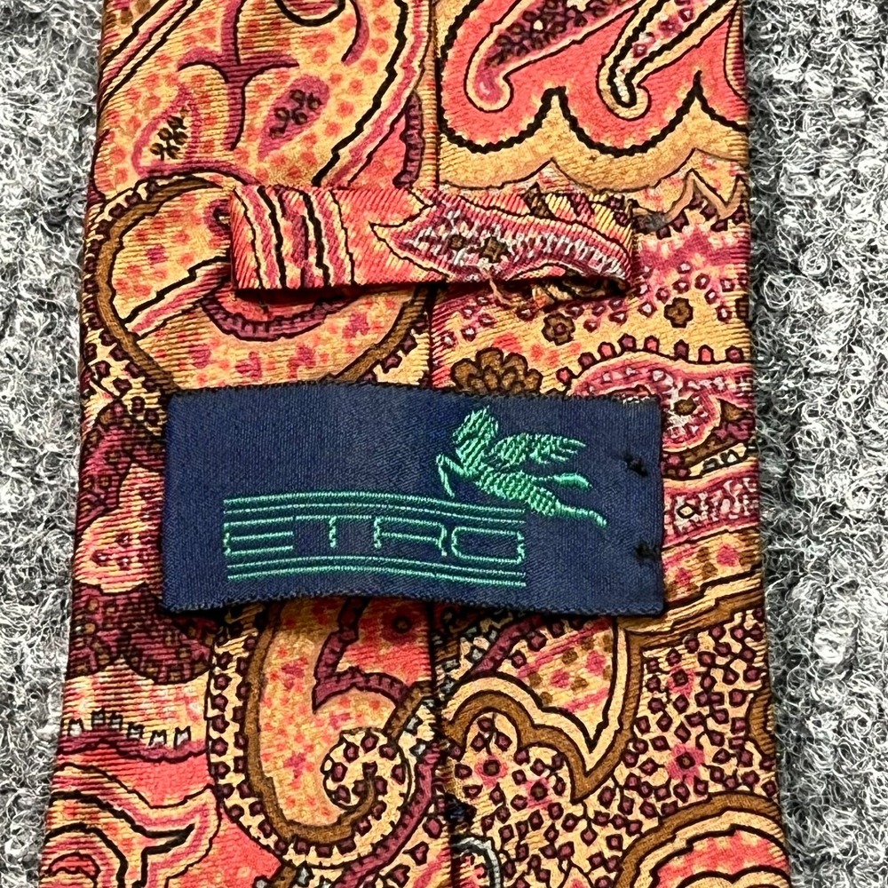 Etro Tie Red Paisley 100% Silk 3" Skinny Necktie Made in USA